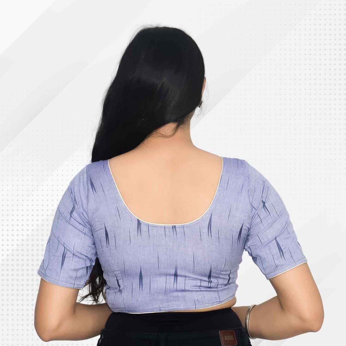 Pack of 2 - Ikkat Print Ready-to-Wear Stitched Blouse for Women