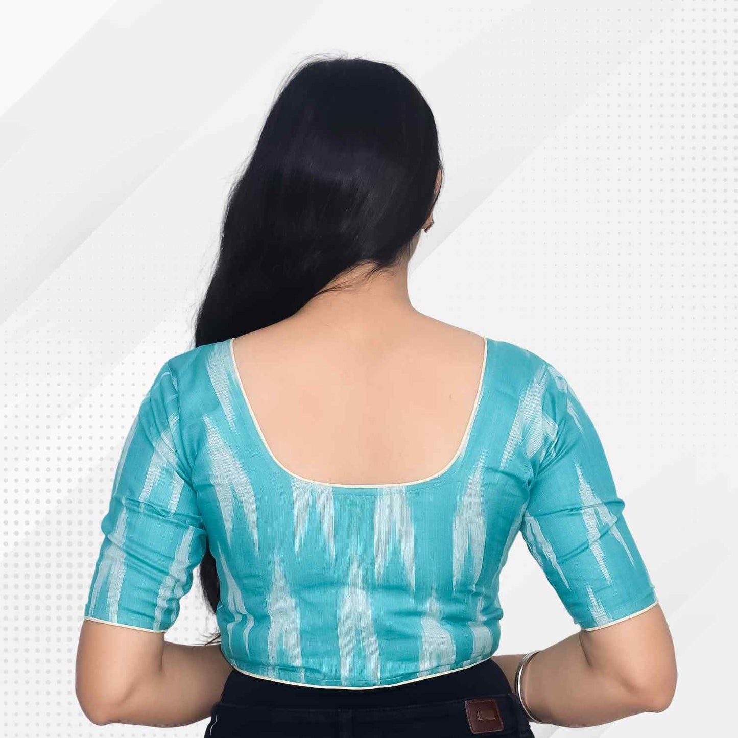 Pack of 2 - Ikkat Print Ready-to-Wear Stitched Blouse for Women