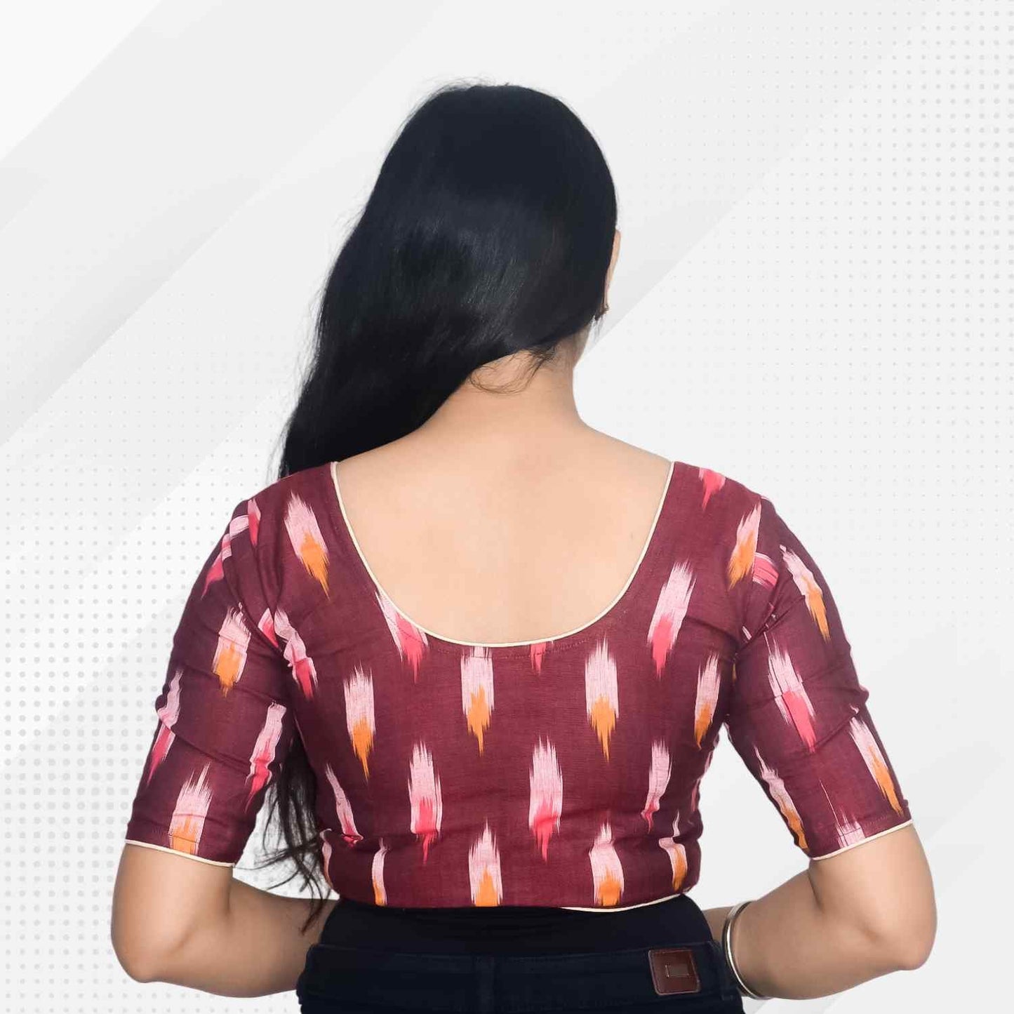 Pack of 2 - Ikkat Print Ready-to-Wear Stitched Blouse for Women