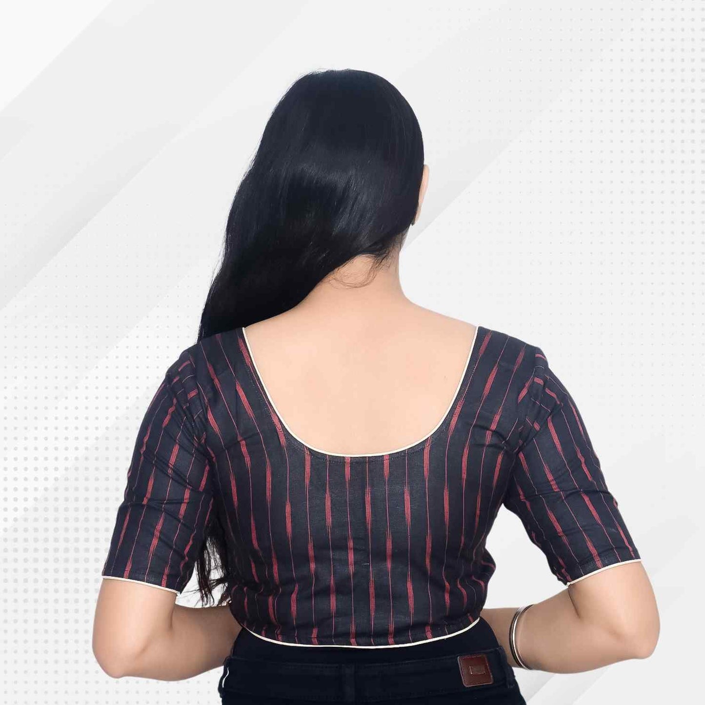 Pack of 2 - Ikkat Print Ready-to-Wear Stitched Blouse for Women