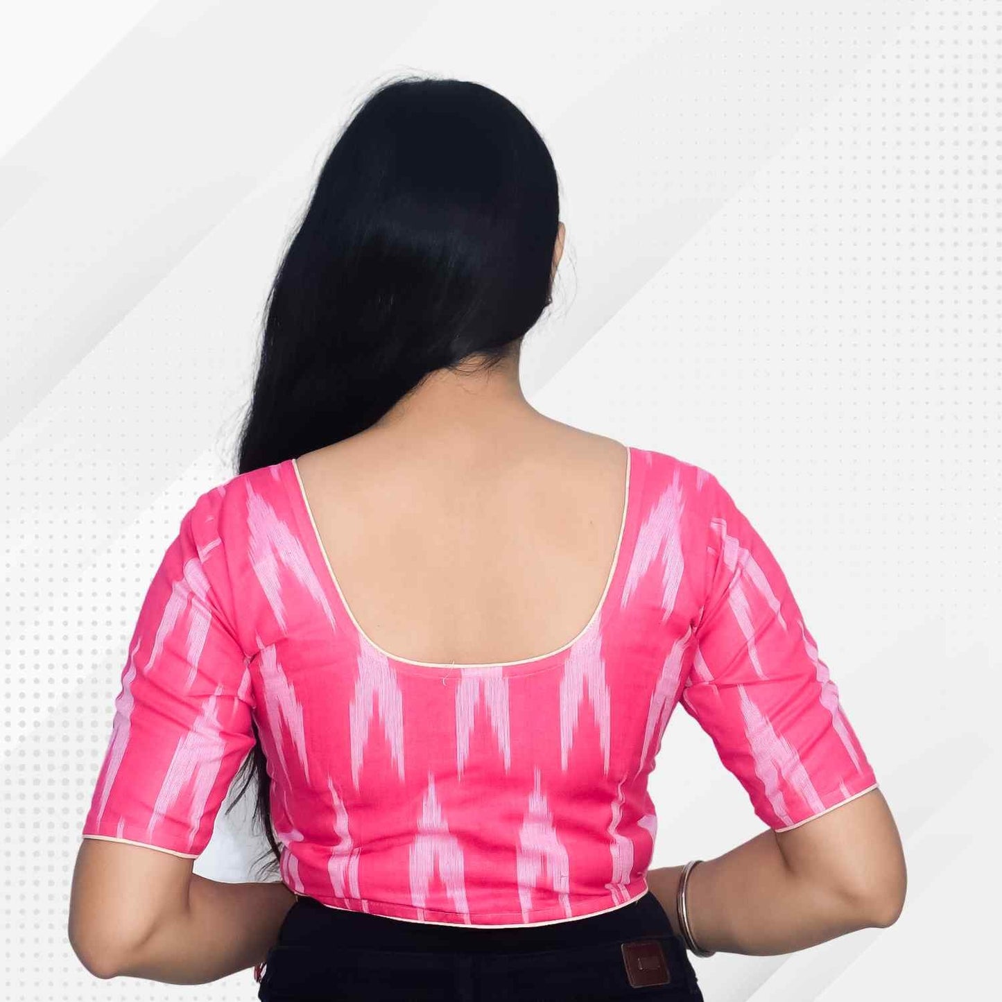 Pack of 2 - Ikkat Print Ready-to-Wear Stitched Blouse for Women