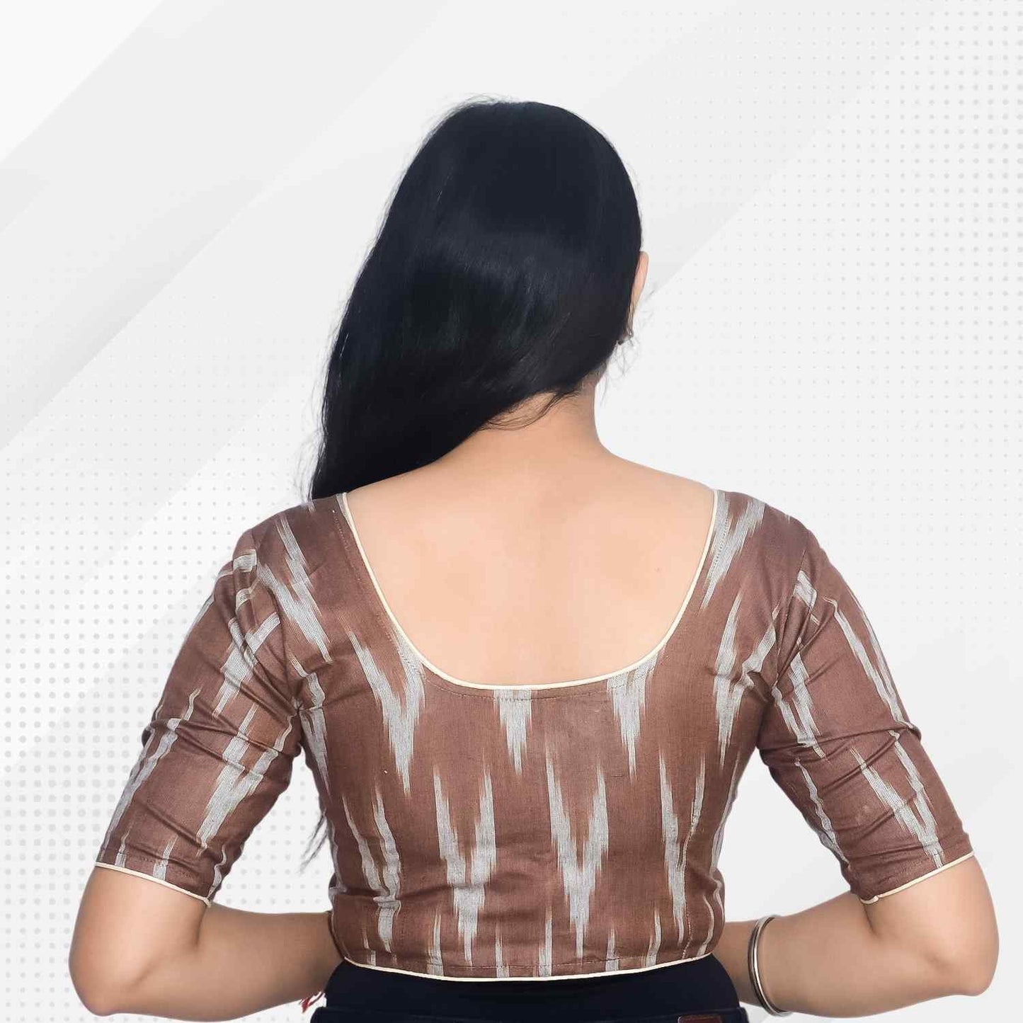 Pack of 2 - Ikkat Print Ready-to-Wear Stitched Blouse for Women