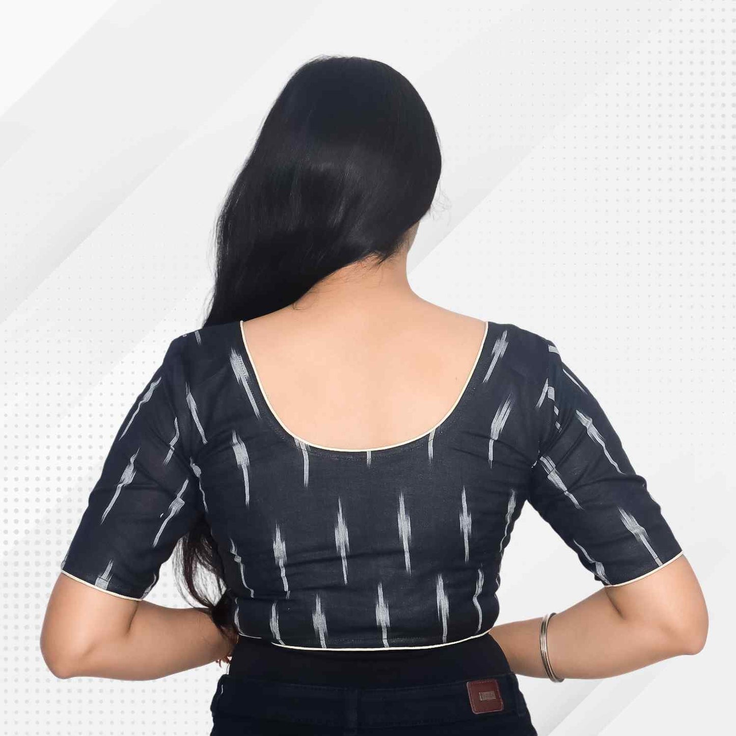 Pack of 2 - Ikkat Print Ready-to-Wear Stitched Blouse for Women