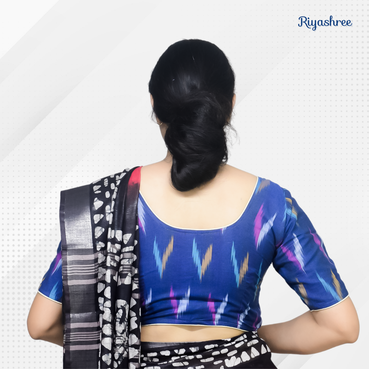 Pack of 2 - Riyashree Ikkat Print Ready-to-Wear Stitched Blouse for Women