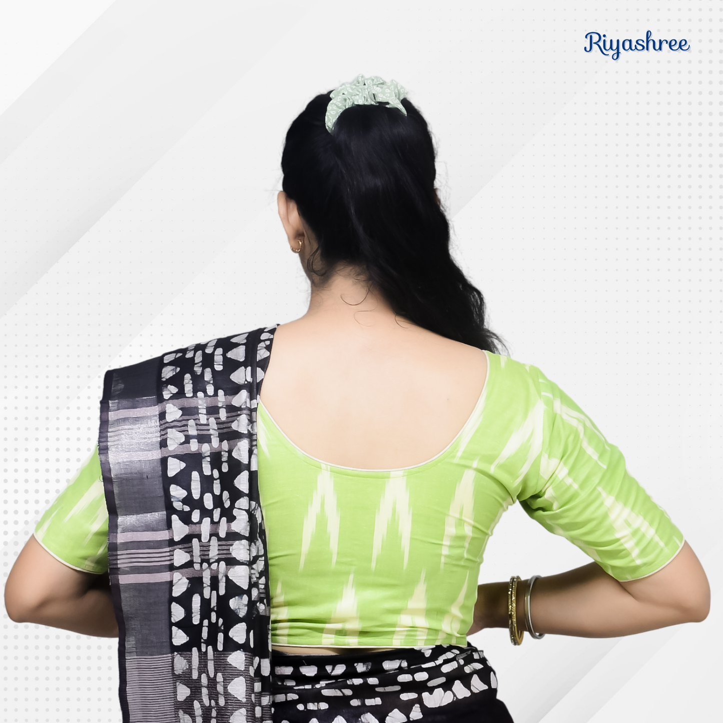 Pack of 2 - Riyashree Ikkat Print Ready-to-Wear Stitched Blouse for Women