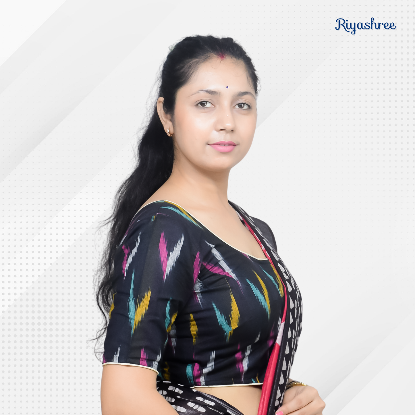 Riyashree Ikkat Print Ready-to-Wear Stitched Blouse for Women