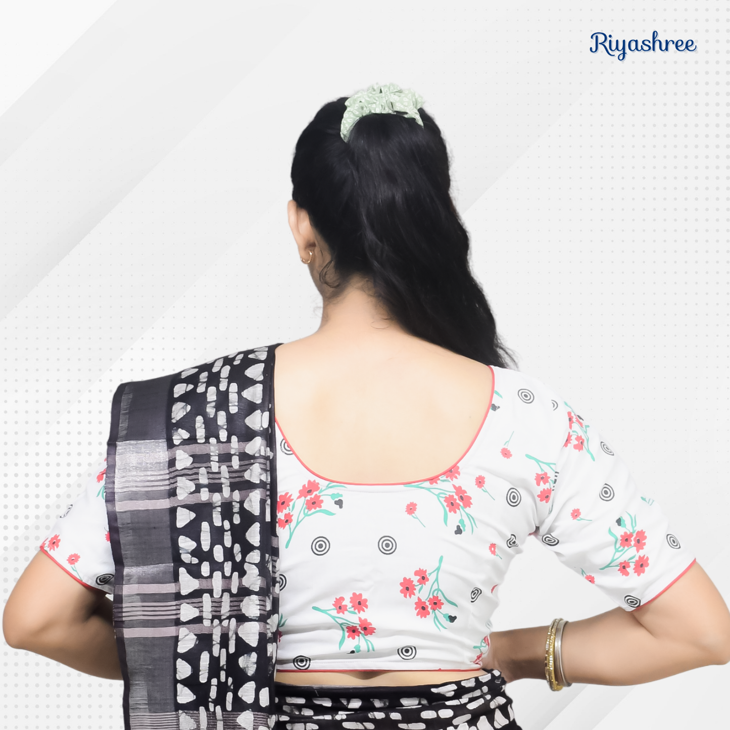 Pack of 2 - Riyashree Ikkat Print Ready-to-Wear Stitched Blouse for Women