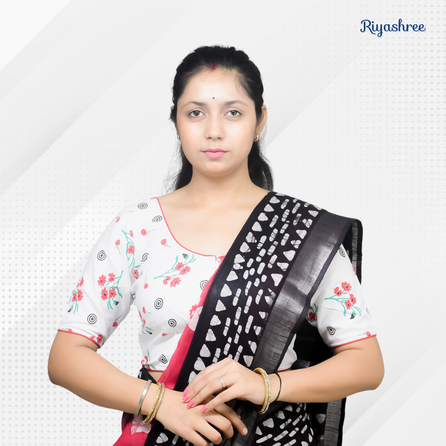 Pack of 2 - Riyashree Ikkat Print Ready-to-Wear Stitched Blouse for Women