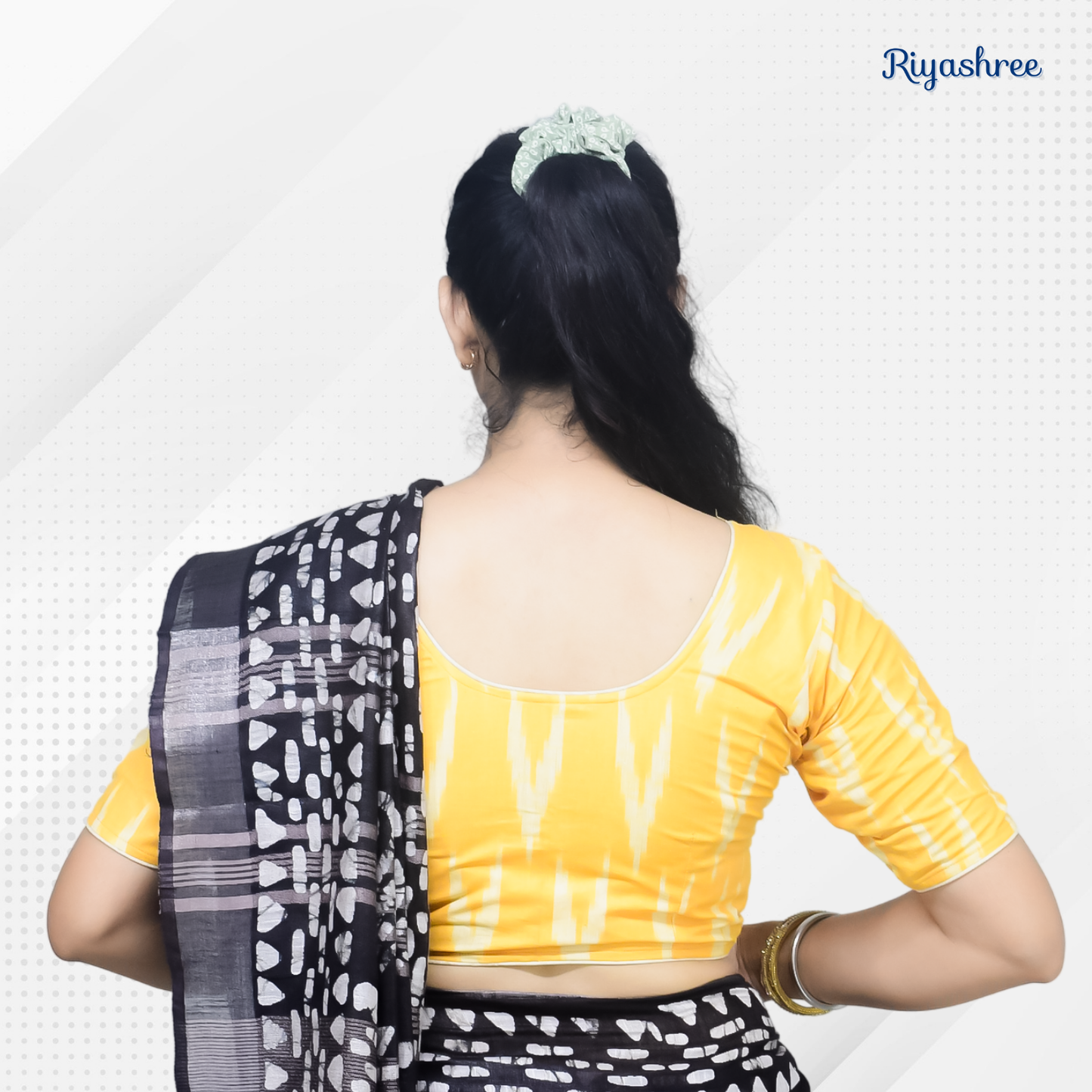 Pack of 2 - Riyashree Ikkat Print Ready-to-Wear Stitched Blouse for Women