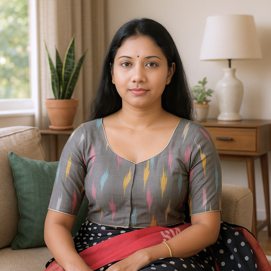 Riyashree Ikkat Print Ready-to-Wear Stitched Blouse for Women