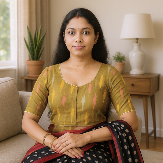Riyashree Ikkat Print Ready-to-Wear Stitched Blouse for Women