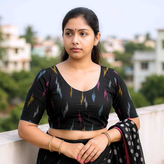 Riyashree Ikkat Print Ready-to-Wear Stitched Blouse for Women