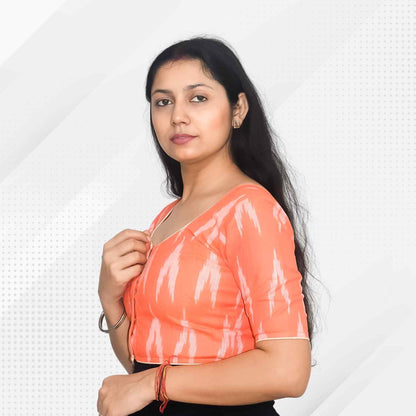 Pack of 2 - Ikkat Print Ready-to-Wear Stitched Blouse for Women