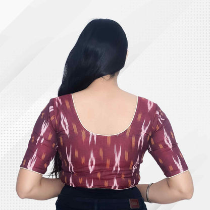 Pack of 2 - Ikkat Print Ready-to-Wear Stitched Blouse for Women