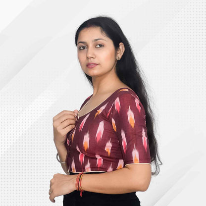 Pack of 2 - Ikkat Print Ready-to-Wear Stitched Blouse for Women