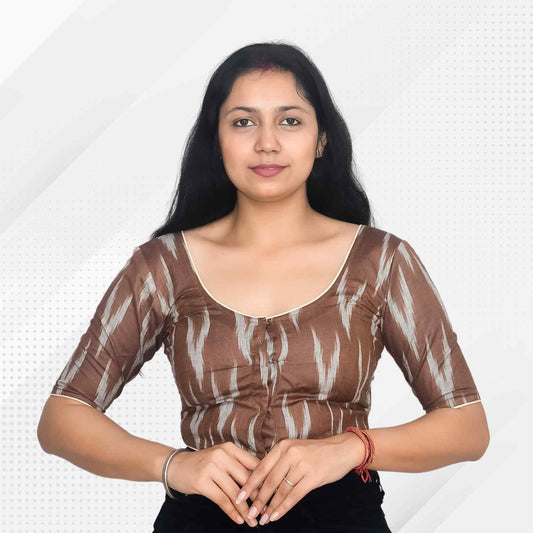 Riyashree Ikkat Print Ready-to-Wear Stitched Blouse for Women