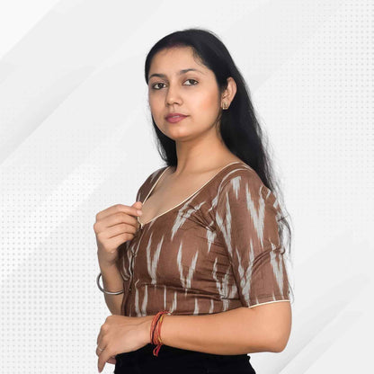Pack of 2 - Ikkat Print Ready-to-Wear Stitched Blouse for Women