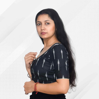 Pack of 2 - Ikkat Print Ready-to-Wear Stitched Blouse for Women