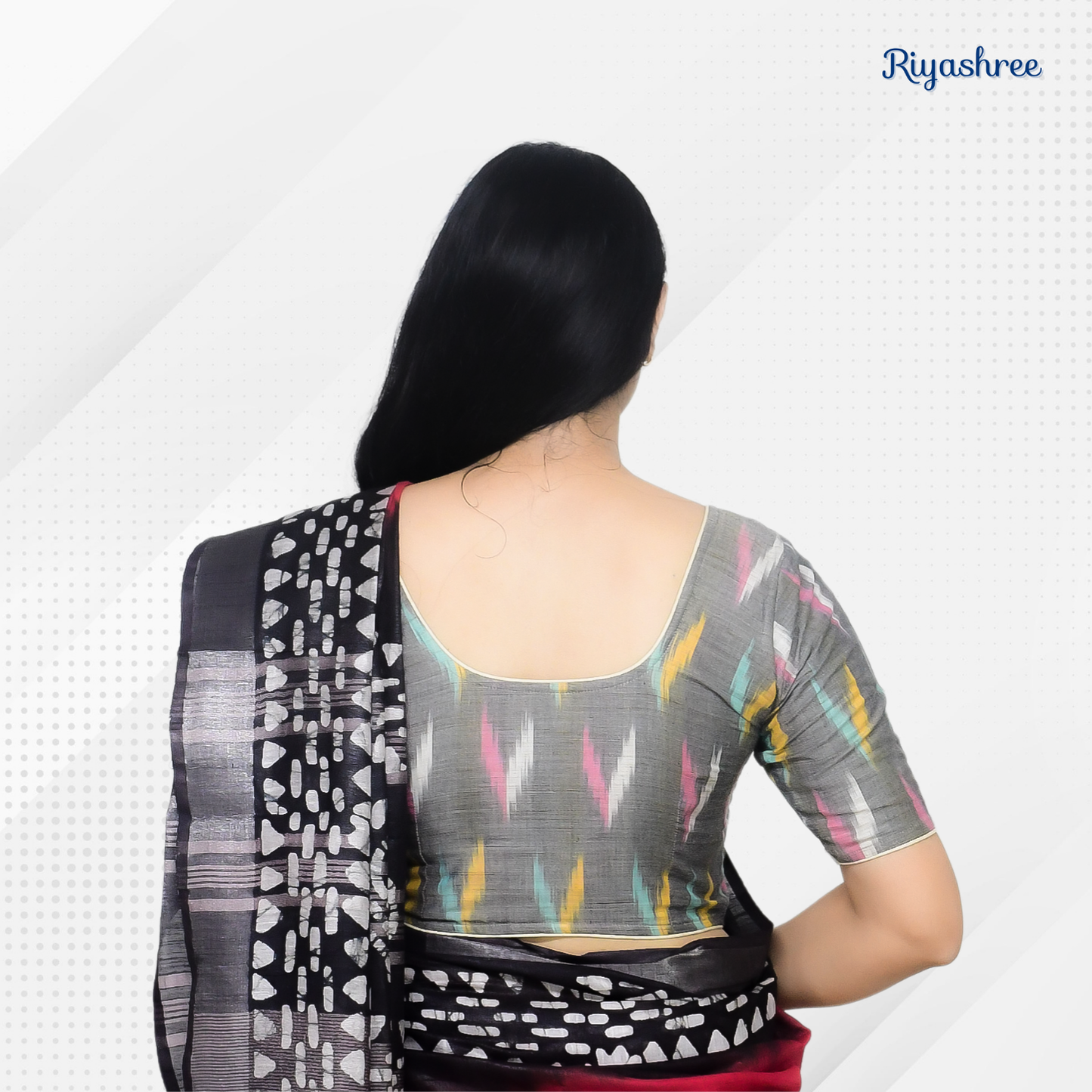 Pack of 2 - Riyashree Ikkat Print Ready-to-Wear Stitched Blouse for Women