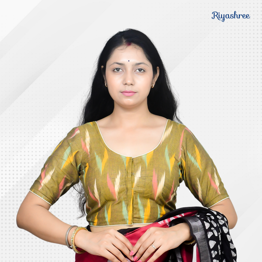 Riyashree Ikkat Print Ready-to-Wear Stitched Blouse for Women