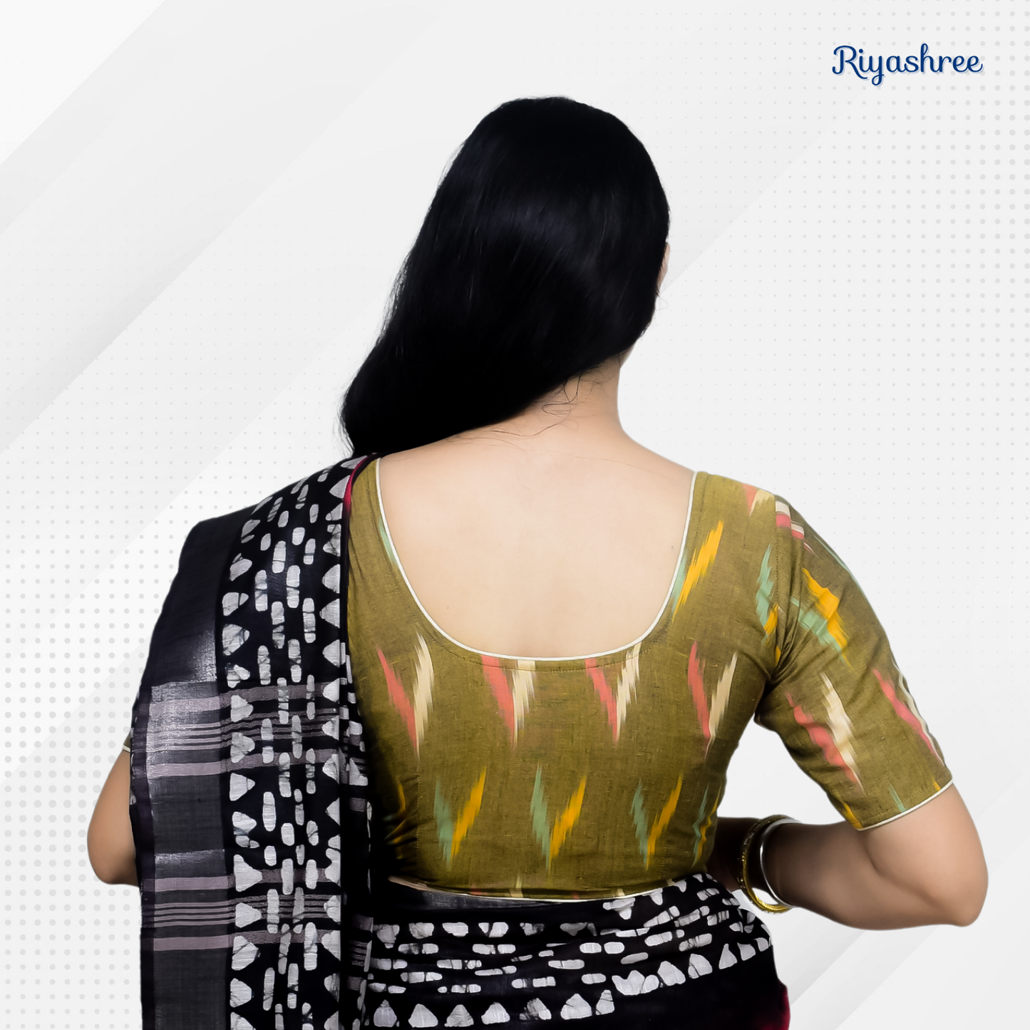Pack of 2 - Riyashree Ikkat Print Ready-to-Wear Stitched Blouse for Women