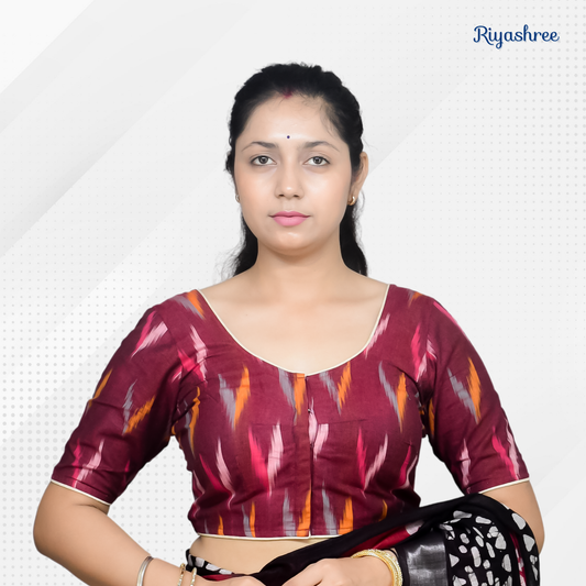 Riyashree Ikkat Print Ready-to-Wear Stitched Blouse for Women