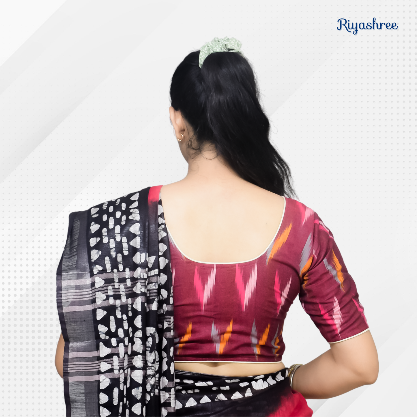 Pack of 2 - Riyashree Ikkat Print Ready-to-Wear Stitched Blouse for Women