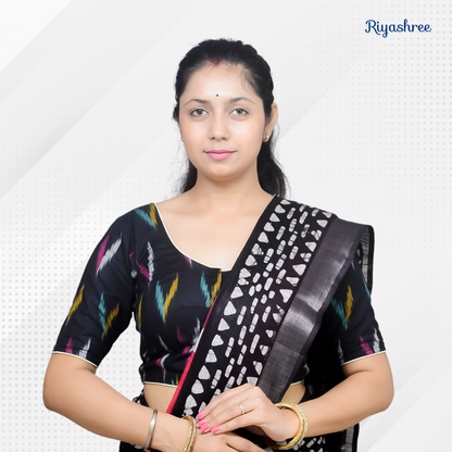 Pack of 2 - Riyashree Ikkat Print Ready-to-Wear Stitched Blouse for Women