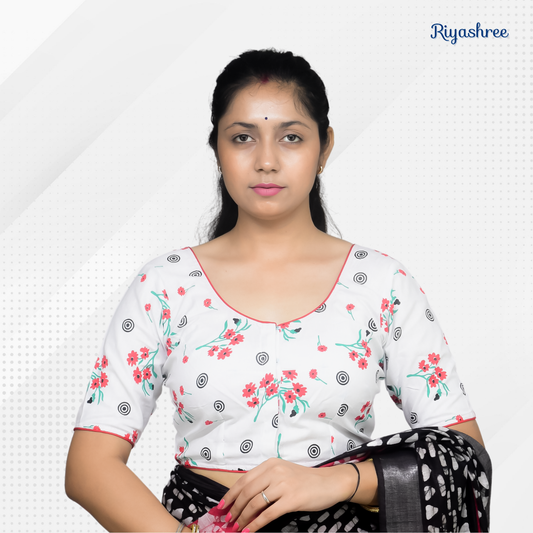 Riyashree Ikkat Print Ready-to-Wear Stitched Blouse for Women