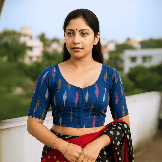 Riyashree Ikkat Print Ready-to-Wear Stitched Blouse for Women