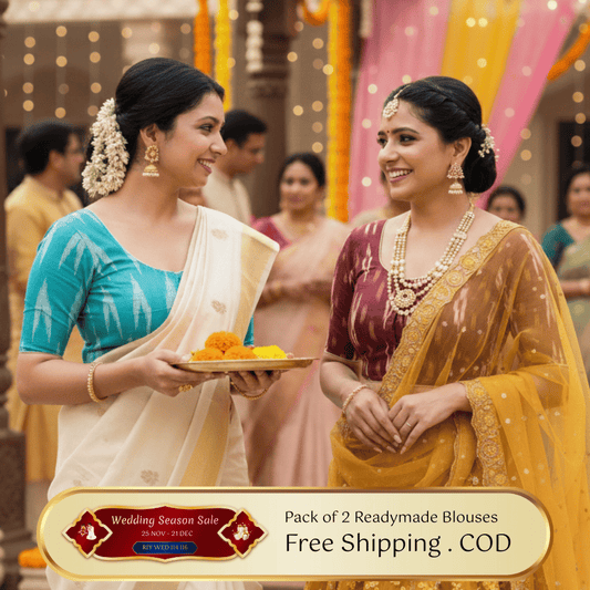 Evariya WomenÕs Ready-to-Wear Cotton Ikkat Blouse (Pack of 2) | 114-116