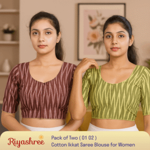 Evariya Women’s Ikkat Cotton Ready Made Saree Blouse – Pack of 2 | BLOU 020 023