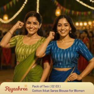 Riyashree Women’s Ikkat Cotton Ready Made Saree Blouse – Pack of 2 | BLOU 02 03