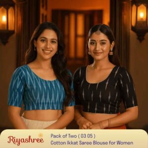 Riyashree Women’s Ikkat Cotton Ready Made Saree Blouse – Pack of 2 | BLOU 03 05