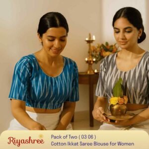 Riyashree Women’s Ikkat Cotton Ready Made Saree Blouse – Pack of 2 | BLOU 03 06