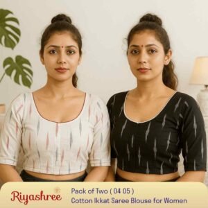 Riyashree Women’s Ikkat Cotton Ready Made Saree Blouse – Pack of 2 | BLOU 04 05