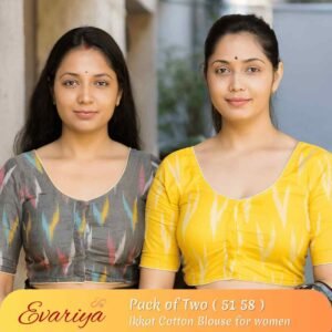 Evariya Women’s Ikkat Cotton Ready Made Saree Blouse – Pack of 2 | BLOU 051 058