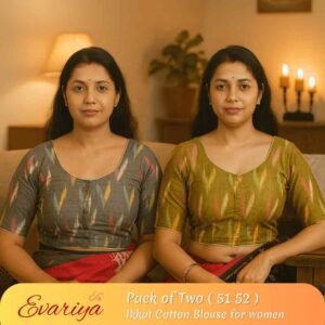 Evariya Women’s Ikkat Cotton Ready Made Saree Blouse – Pack of 2 | BLOU 051 052
