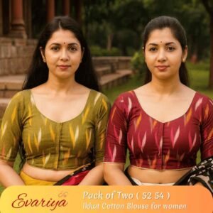 Evariya Women’s Ikkat Cotton Ready Made Saree Blouse – Pack of 2 | BLOU 052 054