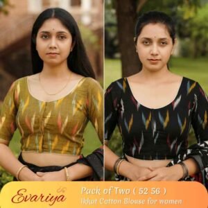 Evariya Women’s Ikkat Cotton Ready Made Saree Blouse – Pack of 2 | BLOU 052 056