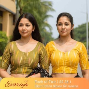 Evariya Women’s Ikkat Cotton Ready Made Saree Blouse – Pack of 2 | BLOU 052 058