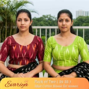 Evariya Women’s Ikkat Cotton Ready Made Saree Blouse – Pack of 2 | BLOU 054 055