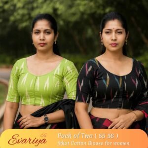 Evariya Women’s Ikkat Cotton Ready Made Saree Blouse – Pack of 2 | BLOU 055 056