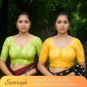 Evariya Women’s Ikkat Cotton Ready Made Saree Blouse – Pack of 2 | BLOU 055 058