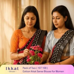 Riyashree Women’s Ikkat Cotton Ready Made Saree Blouse – Pack of 2 | BLOU 107 109