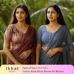 Riyashree Women’s Ikkat Cotton Ready Made Saree Blouse – Pack of 2 | BLOU 111 112