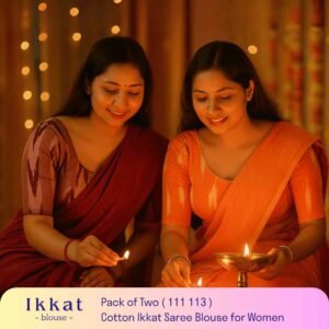 Riyashree Women’s Ikkat Cotton Ready Made Saree Blouse – Pack of 2 | BLOU 111 113