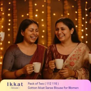 Riyashree Women’s Ikkat Cotton Ready Made Saree Blouse – Pack of 2 | BLOU 112 116