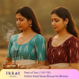 Riyashree Women’s Ikkat Cotton Ready Made Saree Blouse – Pack of 2 | BLOU 114 116