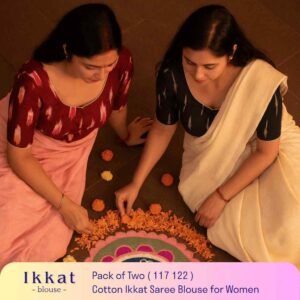 Riyashree Women’s Ikkat Cotton Ready Made Saree Blouse – Pack of 2 | BLOU 117 122